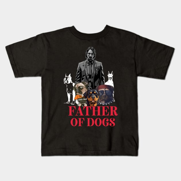 Father of Dogs Kids T-Shirt by Aldrvnd